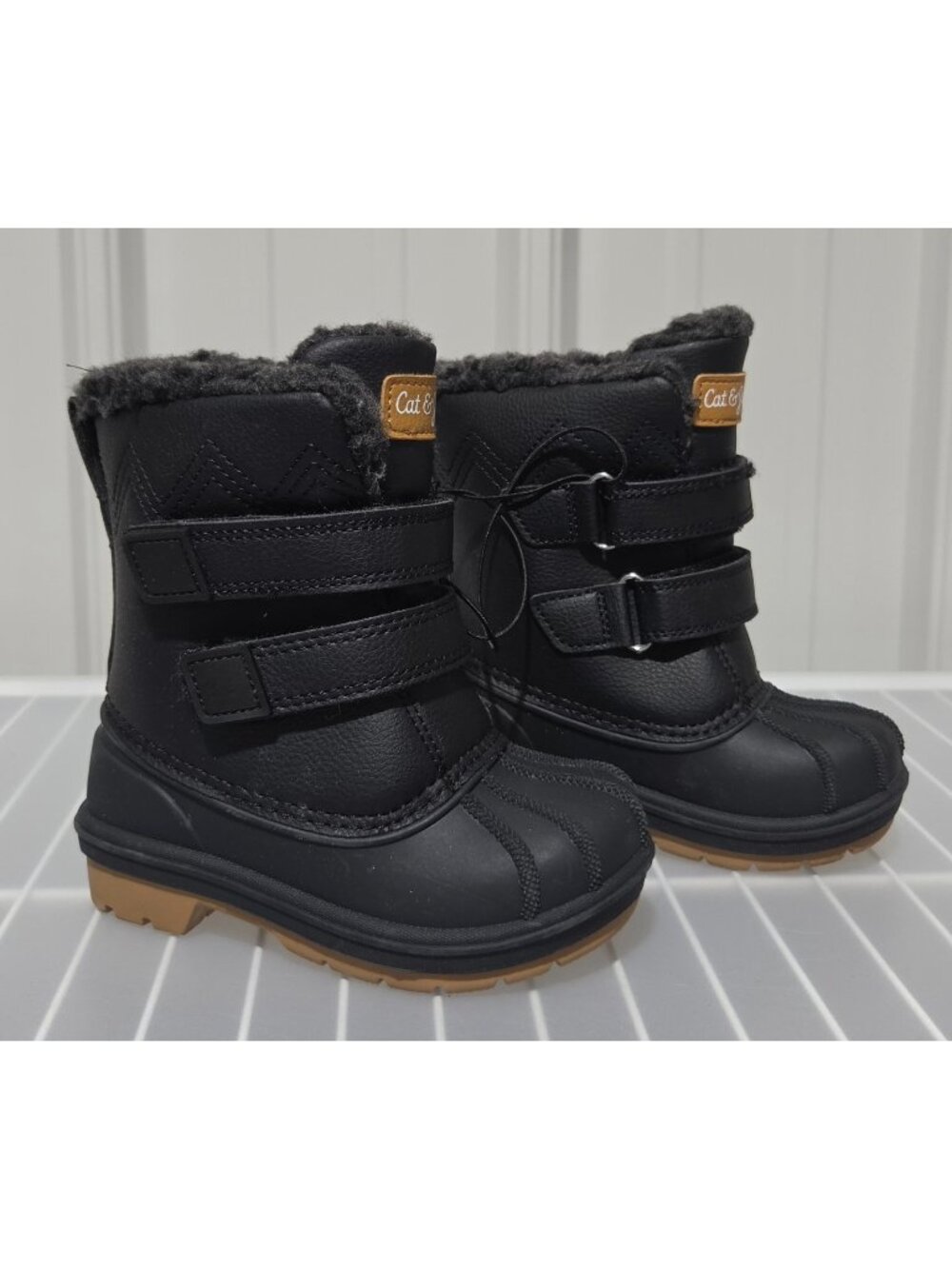 Cat & Jack Denver Toddler Boys' Black Dual Hook & Loop Strap Snow Boots